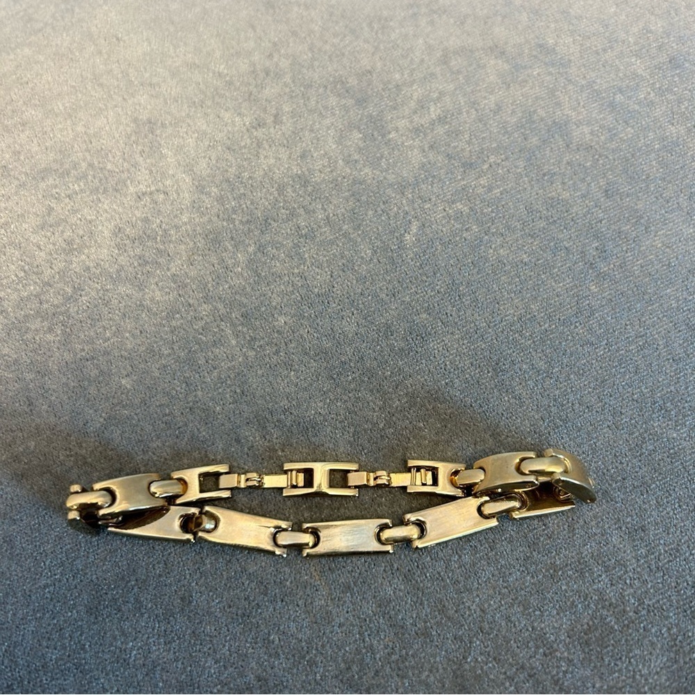 Gold Tone Rectangular Crystal Rhinestone Cubic Zi… - image 3